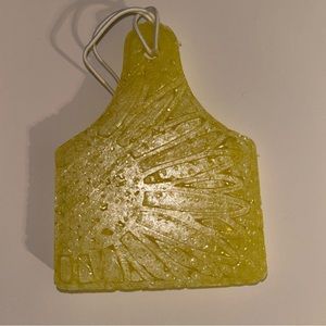 New yellow cow tag car freshie